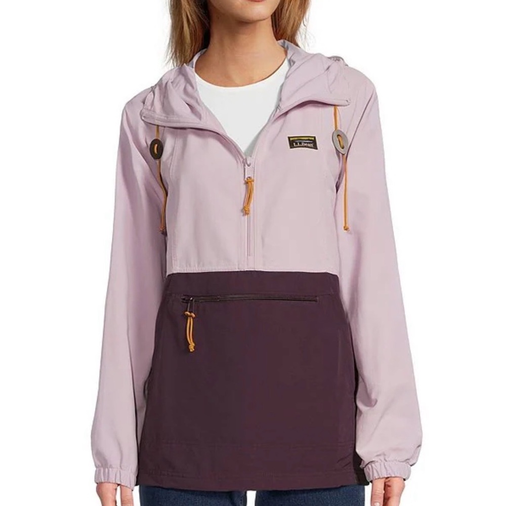 L.L. Bean Light Pink & Eggplant Hooded Anorak